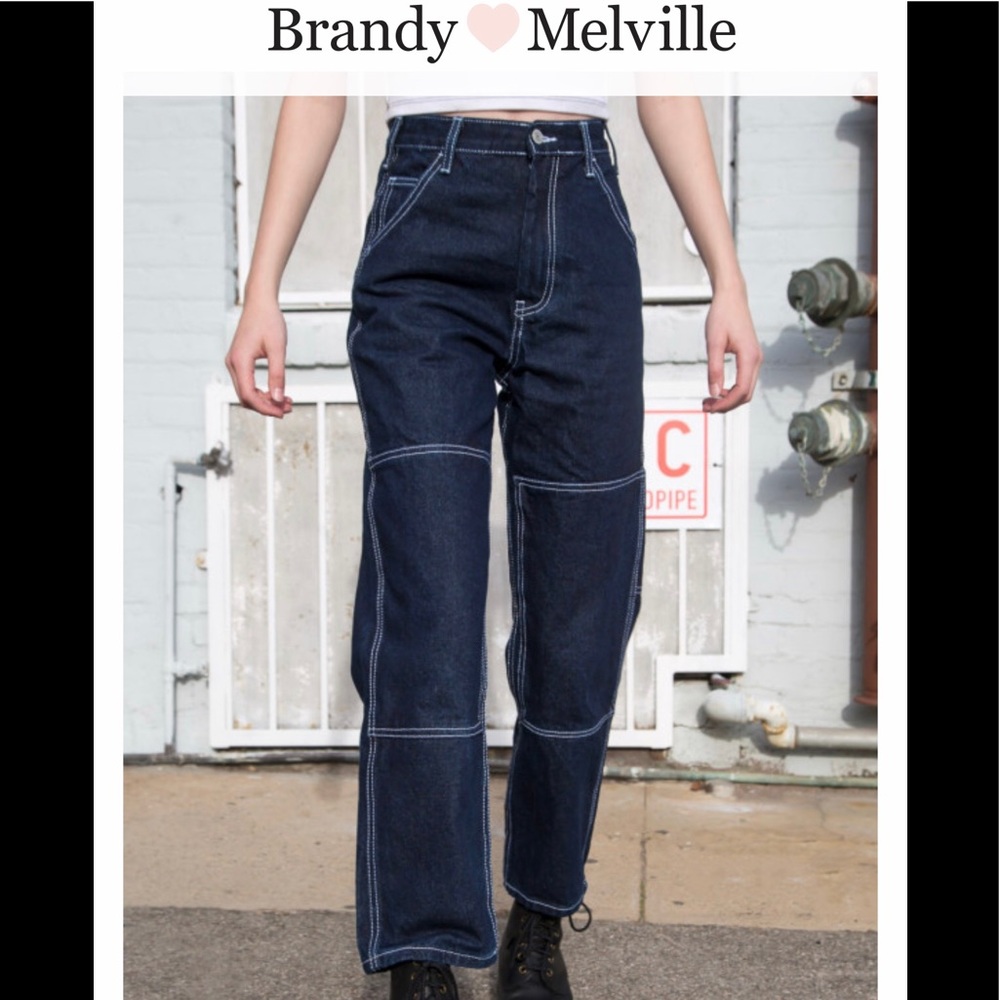 Brandy Melville ARIANA DARK WASH PAINTER PANTS